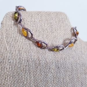 Dainty Amber Silver Bracelet Multicolored Jewelry